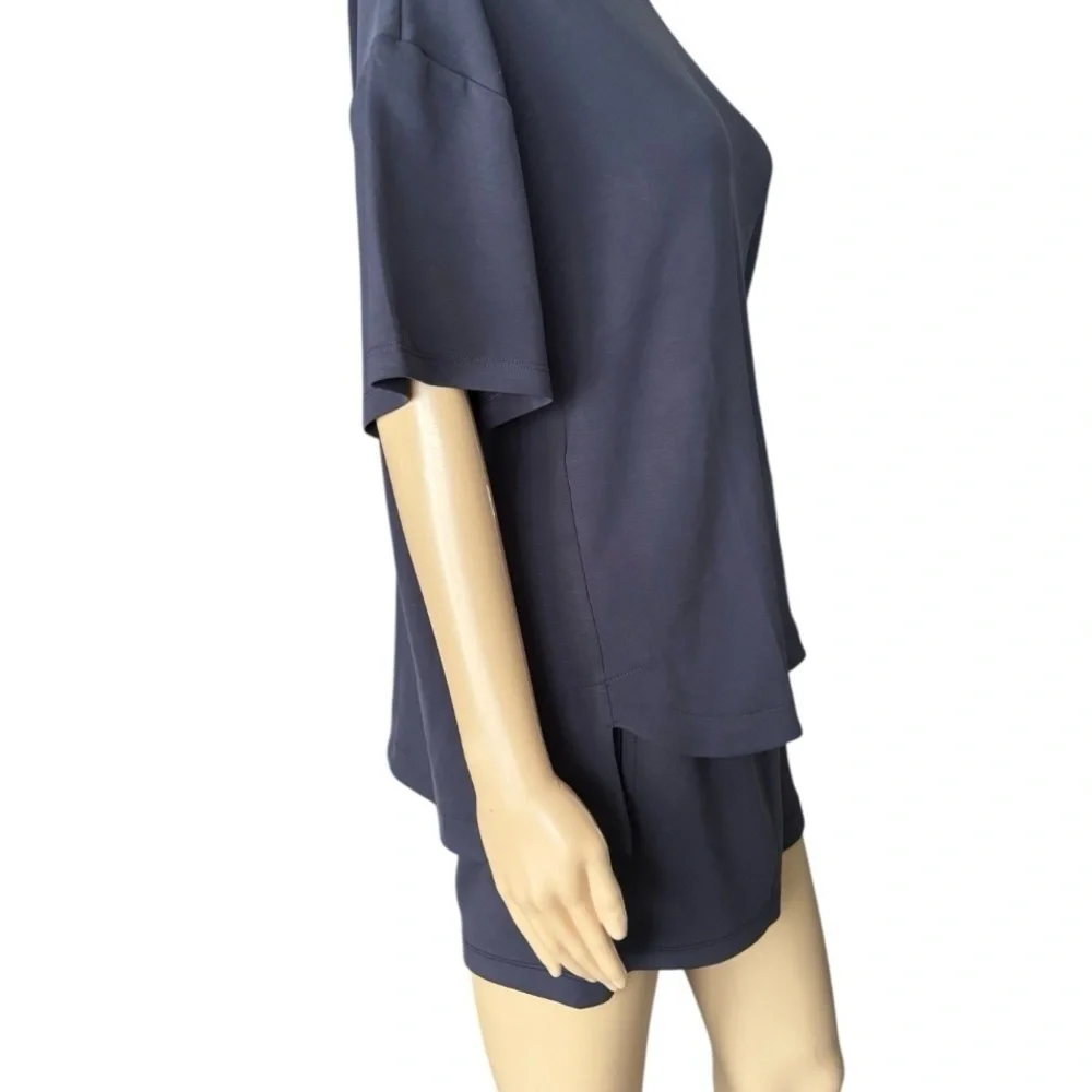 MEMBERS MARK WOMENS Knit Pajama/Lounge Short Sleeve Short Set/Black/Pockets 😍 - Picture 3 of 9